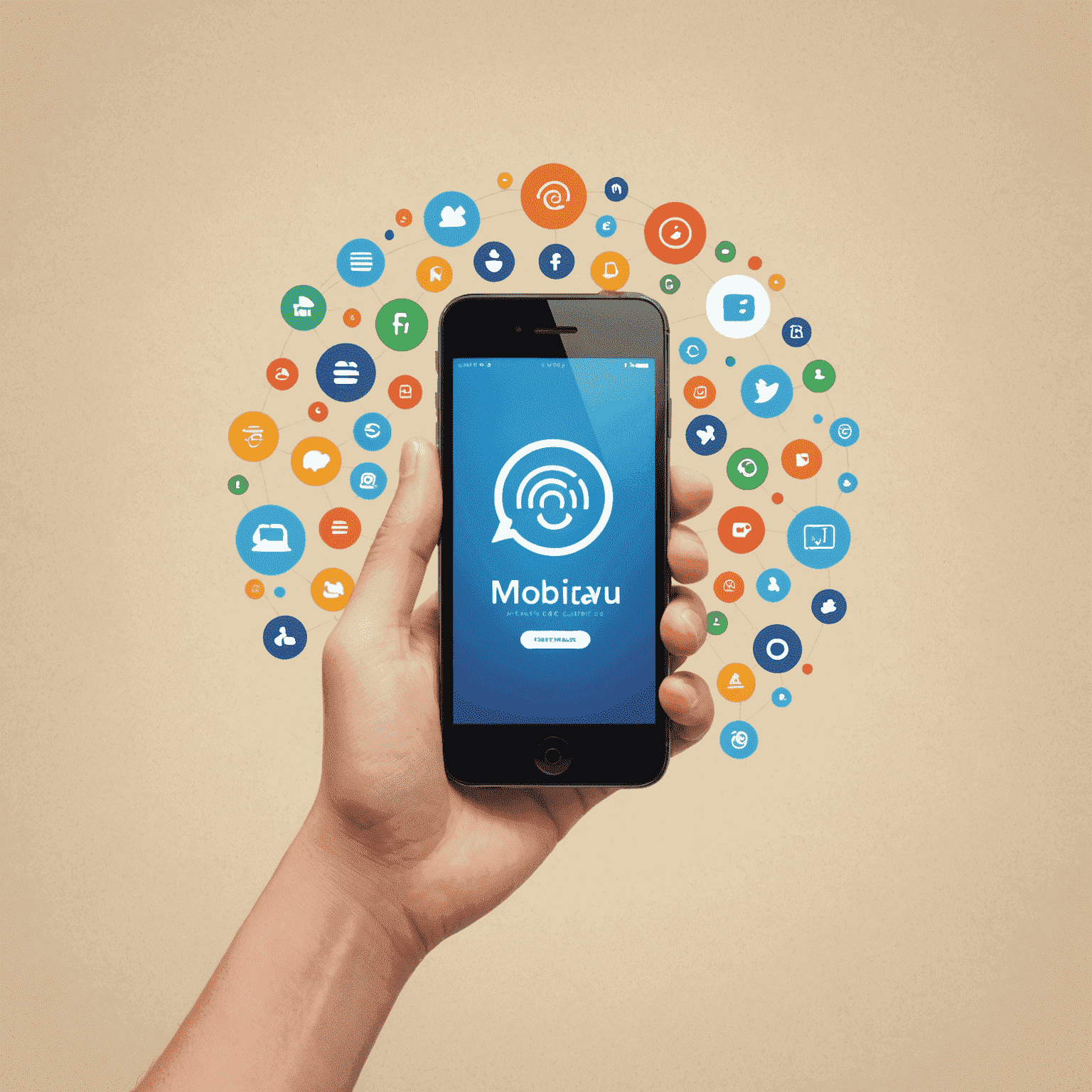 شعار mobivacu_com يعرض رمزًا لحلول الاتصالات المتنقلة